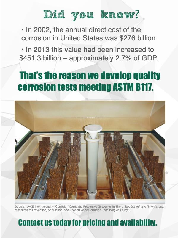 Equilam develops corrosion testing equipments that meets ASTM B117
